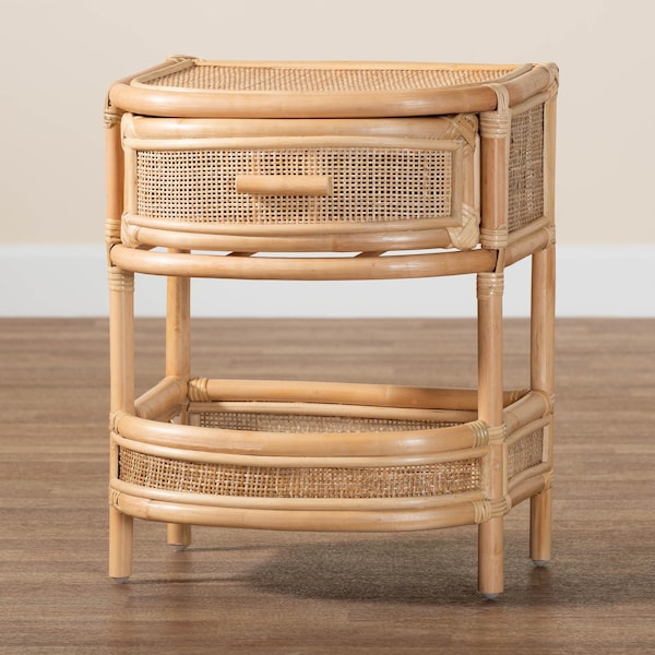 Bali & Pari Divitia Bohemian Natural Rattan 1-Drawer Nightstand - 244-13672-ZORO