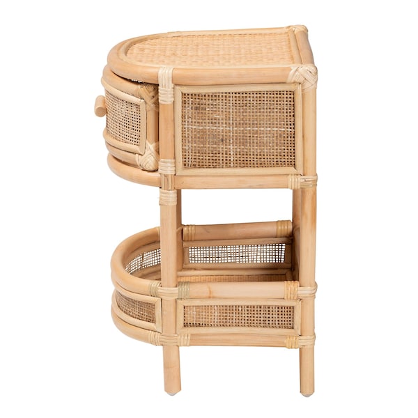 Bali & Pari Divitia Bohemian Natural Rattan 1-Drawer Nightstand - 244-13672-ZORO