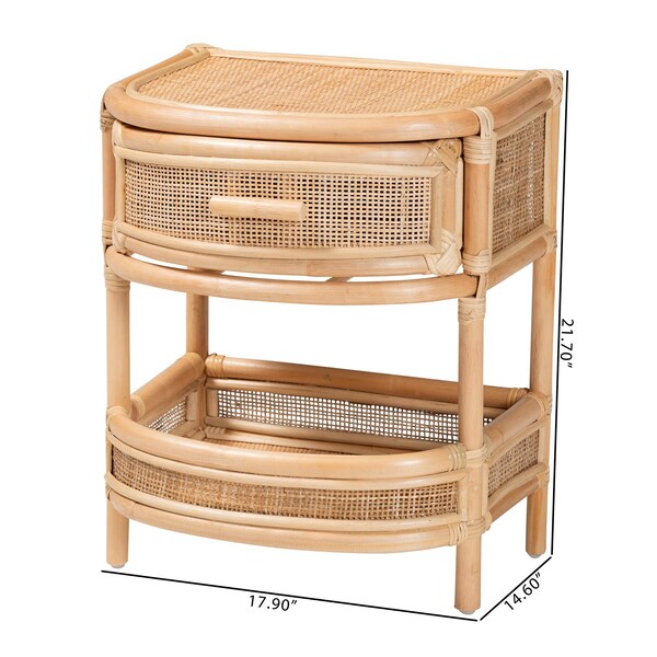 Bali & Pari Divitia Bohemian Natural Rattan 1-Drawer Nightstand - 244-13672-ZORO