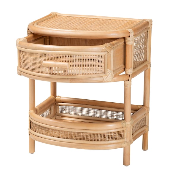 Bali & Pari Divitia Bohemian Natural Rattan 1-Drawer Nightstand - 244-13672-ZORO