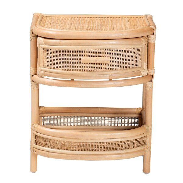 Bali & Pari Divitia Bohemian Natural Rattan 1-Drawer Nightstand - 244-13672-ZORO