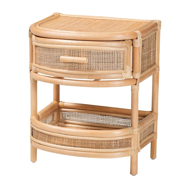 Bali & Pari Divitia Bohemian Natural Rattan 1-Drawer Nightstand - 244-13672-ZORO