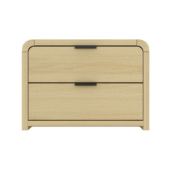 Manhattan Comfort Grace Nightstand in Natural Oak and Black - NS007-NO