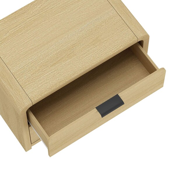 Manhattan Comfort Grace Nightstand in Natural Oak and Black - NS007-NO