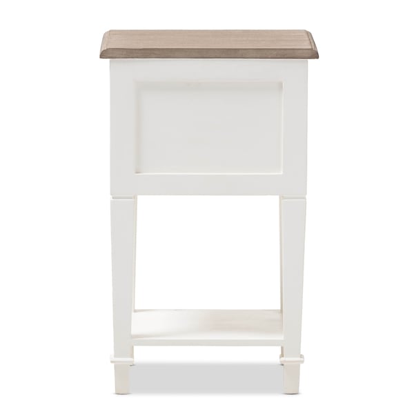 Baxton Studio Dauphine Oak and White Wash Distressed Finish Wood Nightstand - 137-7577