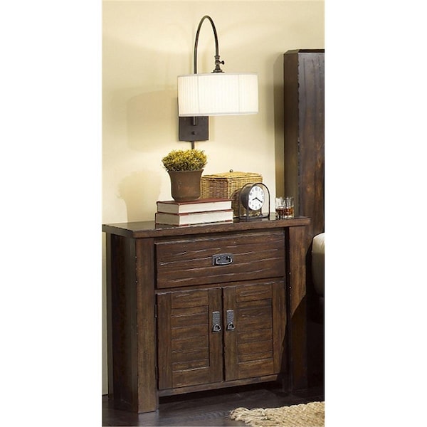 Progressive Furniture Progressive Furniture P611-44 Trestlewood Rustic Style Night Stand; Mesquite Pine - P611-44