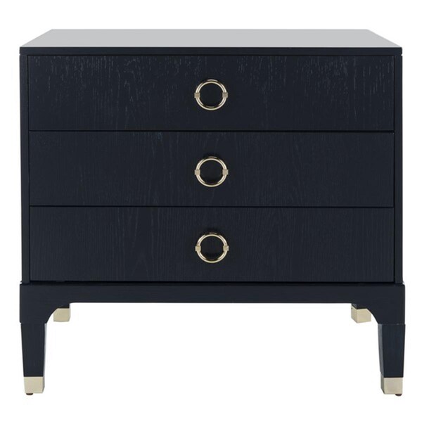 Safavieh 28 X 30 X 19 In. Lorna 3 Drawer Contemporary Night Stand, Navy - FOX6232B