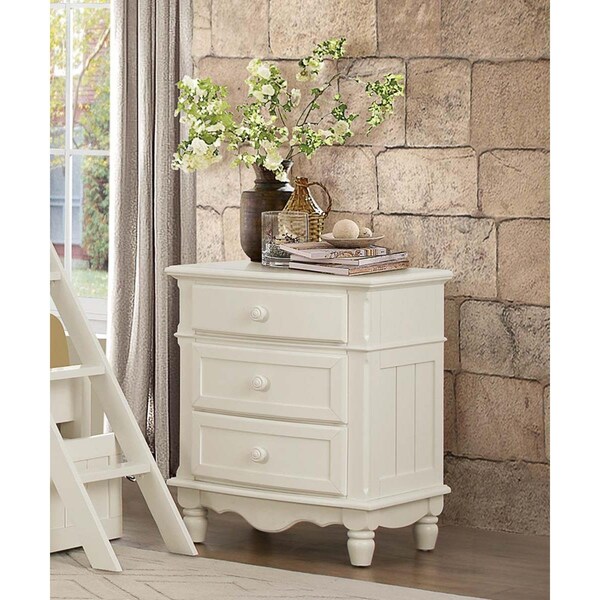Home Elegance 28 x 17 x 23.5 in. Clementine Night Stand - White - B1799-4