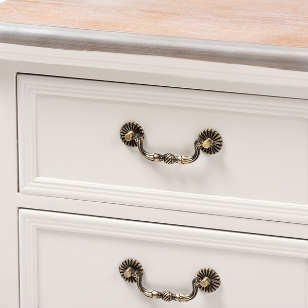 Baxton Studio Capucine Natural White Oak and White Finished Wood 3-Drawer Nightstand - 151-9205
