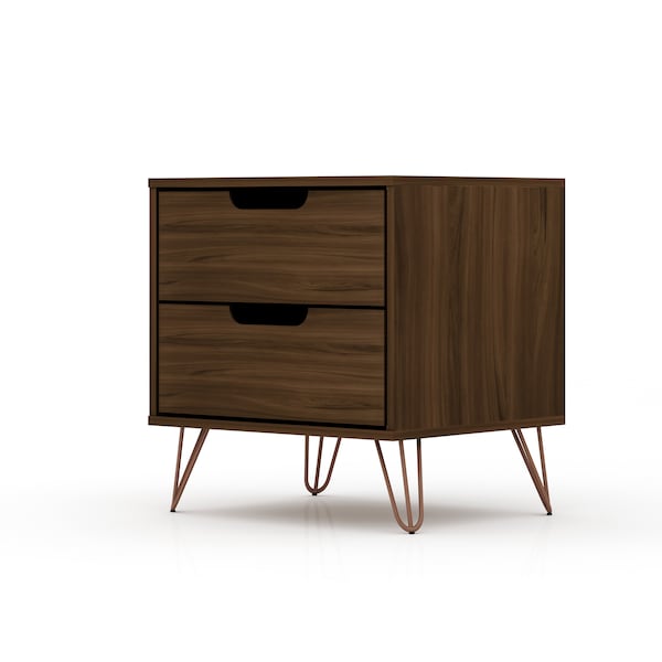 Manhattan Comfort Rockefeller 2.0 Nightstand, Brown - 102GMC5