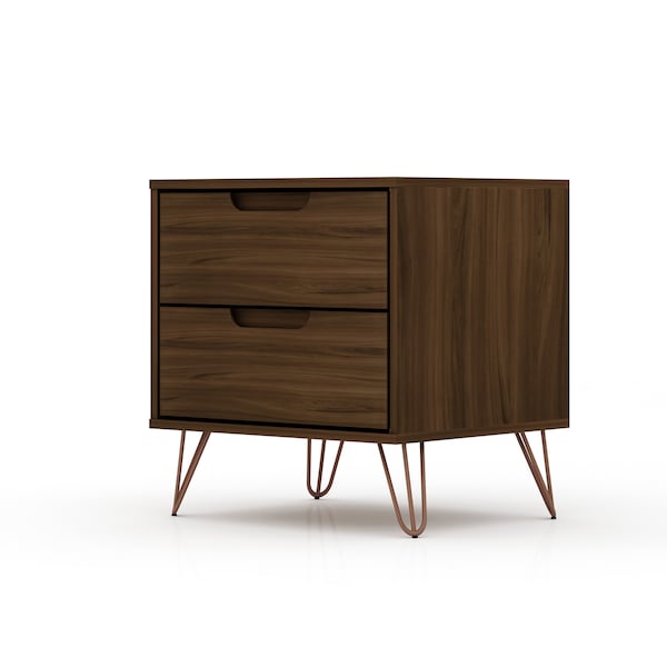 Manhattan Comfort Rockefeller 2.0 Nightstand, Brown - 102GMC5