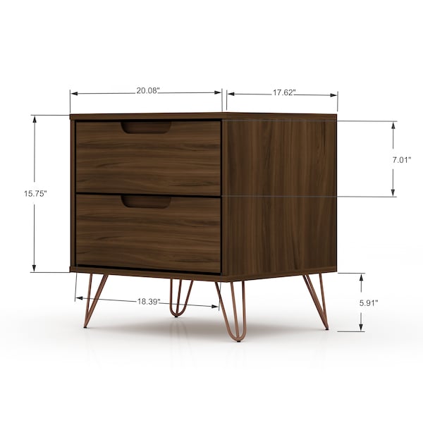 Manhattan Comfort Rockefeller 2.0 Nightstand, Brown - 102GMC5