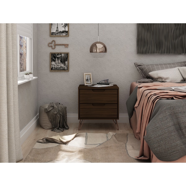 Manhattan Comfort Rockefeller 2.0 Nightstand, Brown - 102GMC5