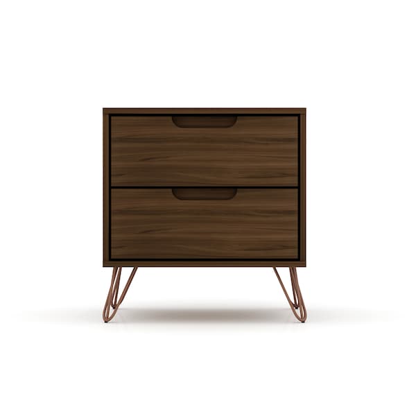Manhattan Comfort Rockefeller 2.0 Nightstand, Brown - 102GMC5