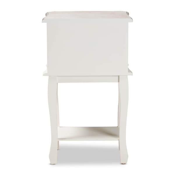 Baxton Studio Amalie White and Oak Finished 2-Drawer Wood Nightstand - 160-10239