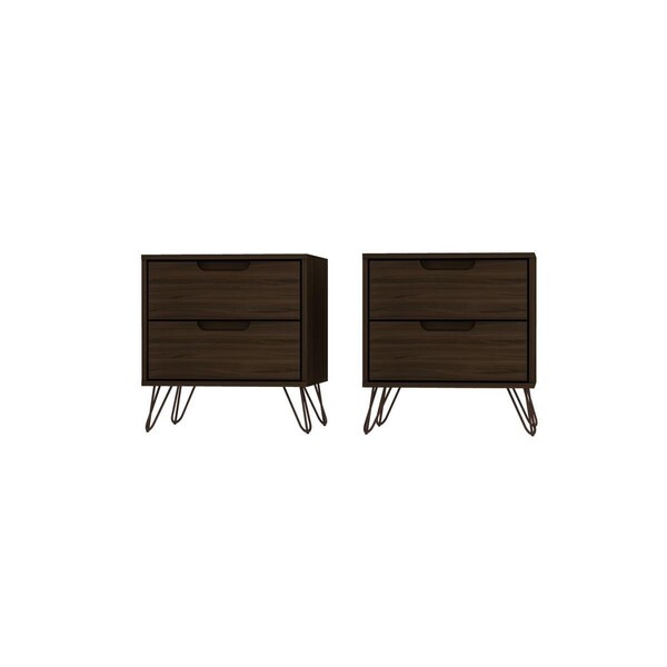 Designed To Furnish Rockefeller 2-Drawer Brown Nightstand, 21.65 x 20.08 x 17.62 in., 2PK - DE2616473