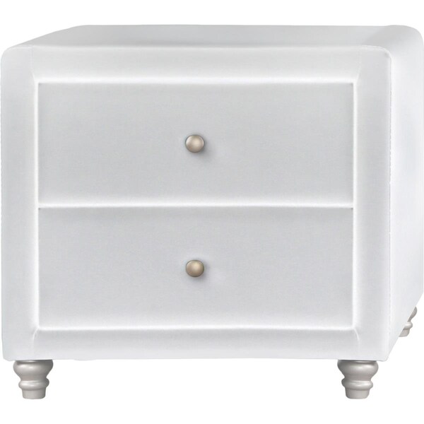 Homeroots 20 x 20.9 x 19.3 in. White Upholstered 2 Drawer Nightstand - 396981