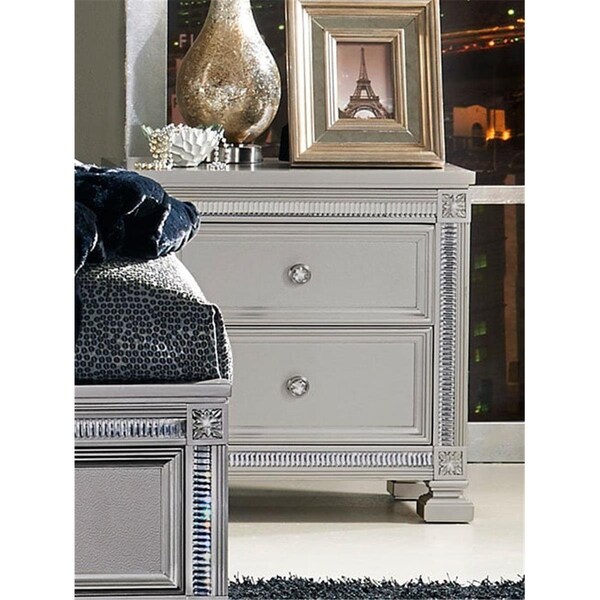 Made4Mattress 27.25 x 17.75 x 27 in. Bevelle Night Stand - Silver - MA1360835