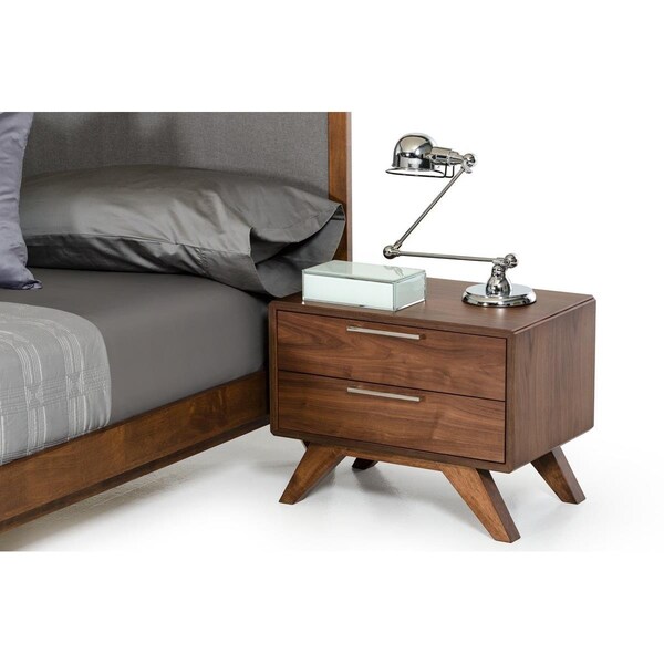Gfancy Fixtures Modern Walnut Brown Nightstand with Two Drawers - GF3097630