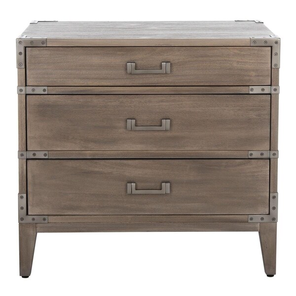 Safavieh Nisha 3 Drawer Wood Nightstand, Light Brown - SFV7708B