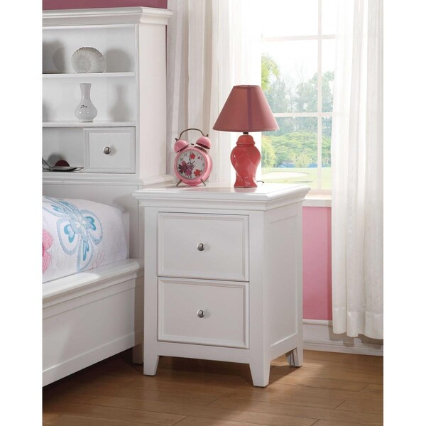 Homeroots 22 x 16 x 27 in. Wood Nightstand 2 Drawers, White - 374199