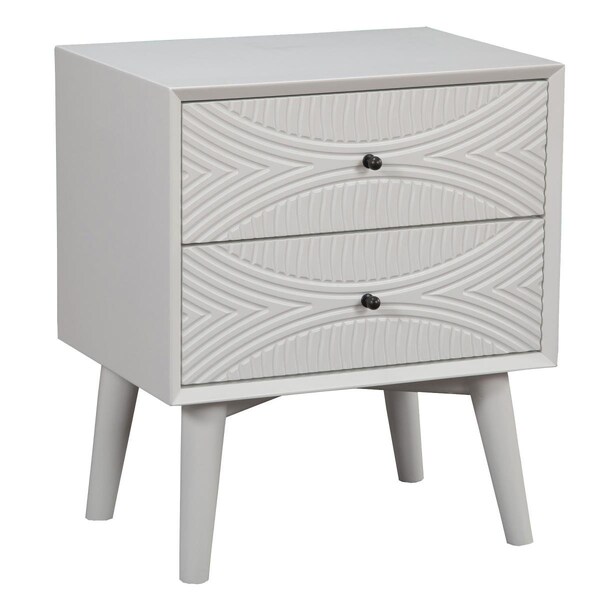 Homeroots Groovy 1 Drawer Wood Nightstand, White - 399253