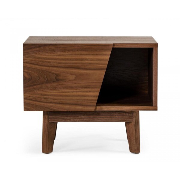 Gfancy Fixtures Mid Century Walnut Light Brown Nightstand with One Drawer & One Shelf - GF3099254