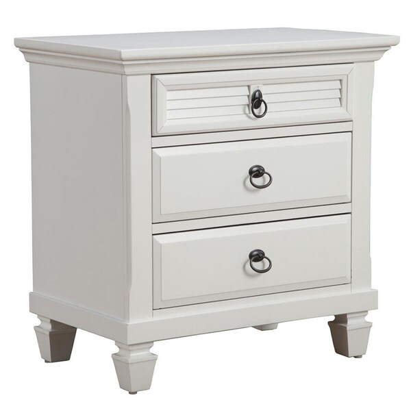 Gfancy Fixtures Plantation 3 Drawer Nightstand, White - GF3104662