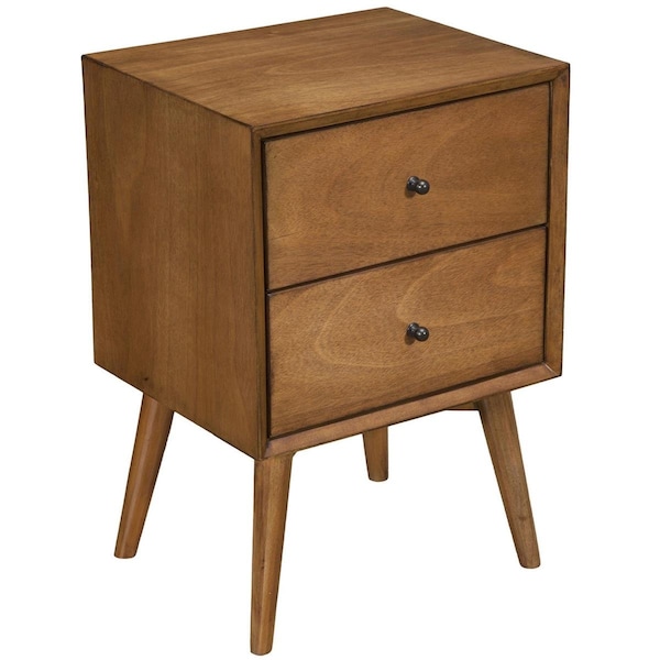 Homeroots 26 x 18 x 15 in. Brown Century Modern Wood 2 Drawer Nightstand - 399263
