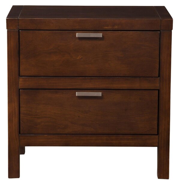 Gfancy Fixtures Contemporary Wooden Two Drawer Nightstand, Cappuccino - GF3093117