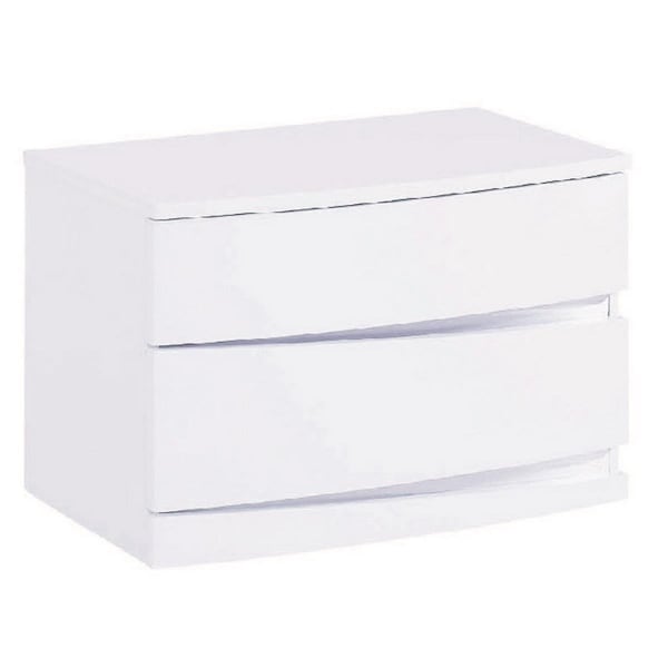 Oceantailer Home Roots Beddings  Exquisite High Gloss Nightstand, White - 16.5 in. - 329629