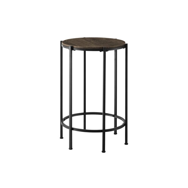 Monarch Specialties Accent Table, Round, Nightstand, Dark Oak Laminate, Black Metal, Contemporary - I 3756