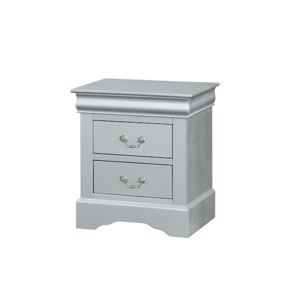 Gfancy Fixtures 15 x 21 x 24 in. Platinum Wood Nightstand - GF2627150