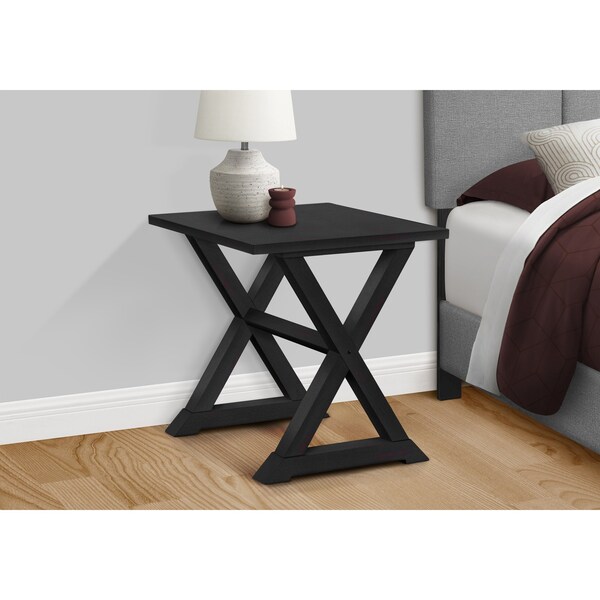 Monarch Specialties Accent Table, End, Side Table, Square, Nightstand, Bedroom, Lamp, Black Veneer, Transitional - I 3987