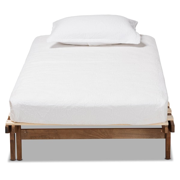 Baxton Studio Hiro Walnut Finished Wood Expandable Twin Size to King Size Bed Frame - 168-10738