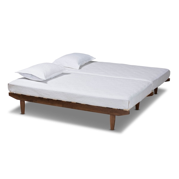 Baxton Studio Hiro Walnut Finished Wood Expandable Twin Size to King Size Bed Frame - 168-10738