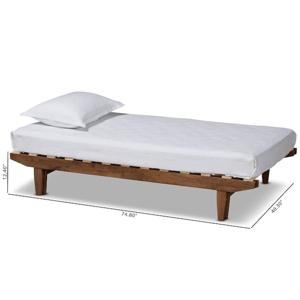 Baxton Studio Hiro Walnut Finished Wood Expandable Twin Size to King Size Bed Frame - 168-10738