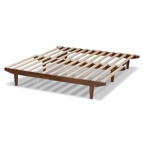 Baxton Studio Hiro Walnut Finished Wood Expandable Twin Size to King Size Bed Frame - 168-10738