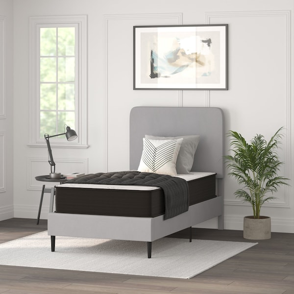 Flash Furniture Dream 10 in Hybrid Mattress, Twin Size High Density Foam and Pocket Spring Mattress in a Box, White/Black - DR-E230P-R-T-10-GY-GG