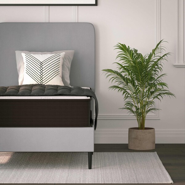 Flash Furniture Dream 10 in Hybrid Mattress, Twin Size High Density Foam and Pocket Spring Mattress in a Box, White/Black - DR-E230P-R-T-10-GY-GG
