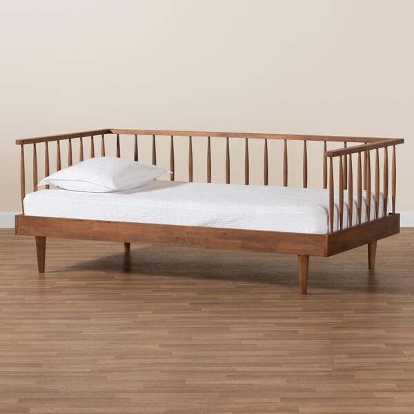 Baxton Studio Matilda Mid-Century Modern Ash Walnut Finished Wood Twin Size Daybed - 236-12781-ZORO