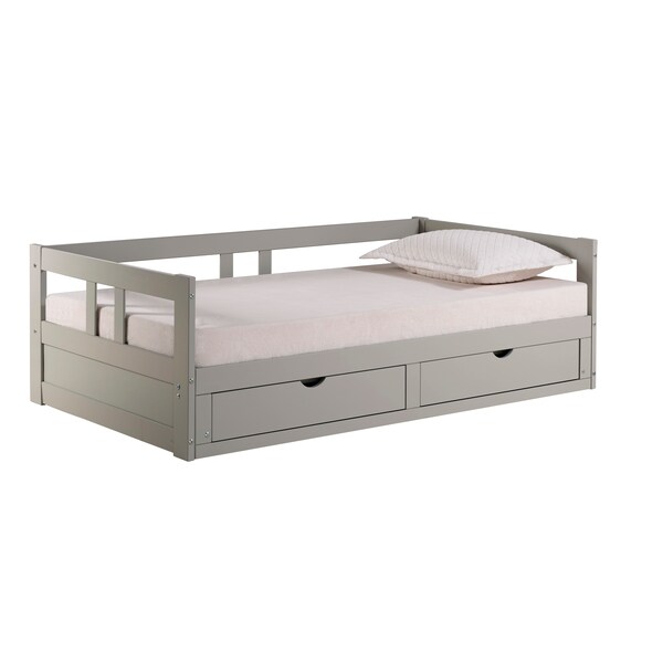 Alaterre Furniture Melody Twin to King Extendable Day Bed with Storage, Dove Gray - AJME1080