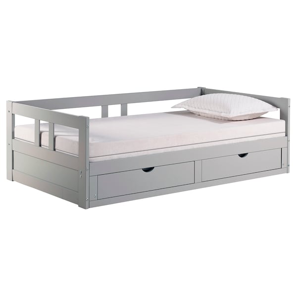 Alaterre Furniture Melody Twin to King Extendable Day Bed with Storage, Dove Gray - AJME1080