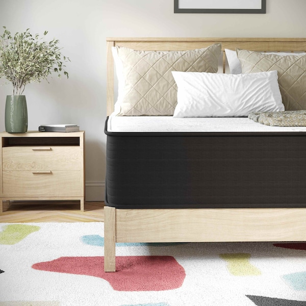 Flash Furniture Dream 12 in Hybrid Mattress, Full Size High Density Foam and Pocket Spring Mattress in a Box, White/Black - DR-E230P-R-F-12-GY-GG