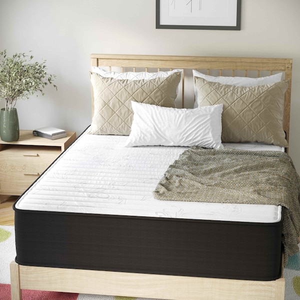 Flash Furniture Dream 12 in Hybrid Mattress, Full Size High Density Foam and Pocket Spring Mattress in a Box, White/Black - DR-E230P-R-F-12-GY-GG