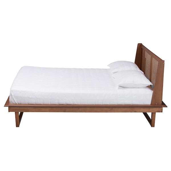 Baxton Studio Aveena Mid-Century Modern Walnut Brown Finished Wood Queen Size Platform Bed - 239-12431-ZORO
