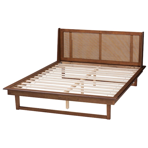 Baxton Studio Aveena Mid-Century Modern Walnut Brown Finished Wood Queen Size Platform Bed - 239-12431-ZORO