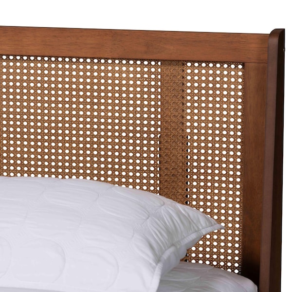 Baxton Studio Aveena Mid-Century Modern Walnut Brown Finished Wood Queen Size Platform Bed - 239-12431-ZORO