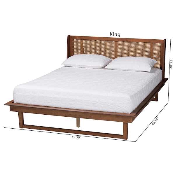 Baxton Studio Aveena Mid-Century Modern Walnut Brown Finished Wood Queen Size Platform Bed - 239-12431-ZORO