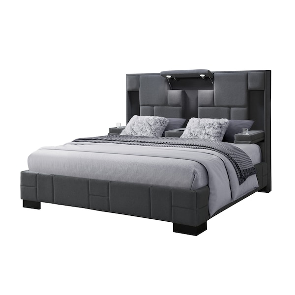 Global Furniture Usa Contemporary Oscar Dark Grey 8 Queen Bed No Wood Trim - 8016